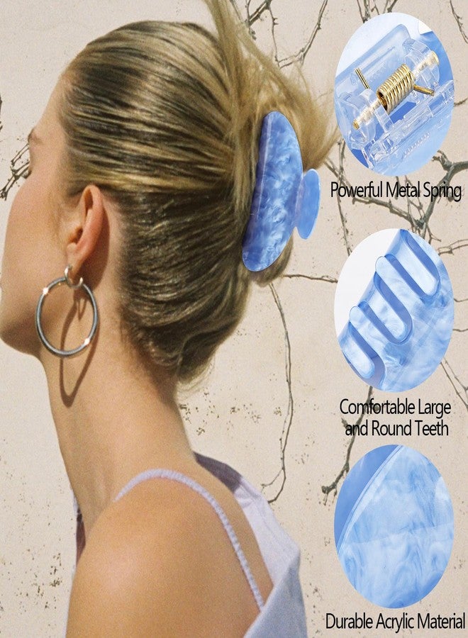 Canitor Hair Claw Clips for Women Acrylic Marbled Hair Clips for Thick Thin Hair Emi Cute Hair Accessories Preppy Teen Girl Gifts Trendy Stuff Black White Blue - Image 4